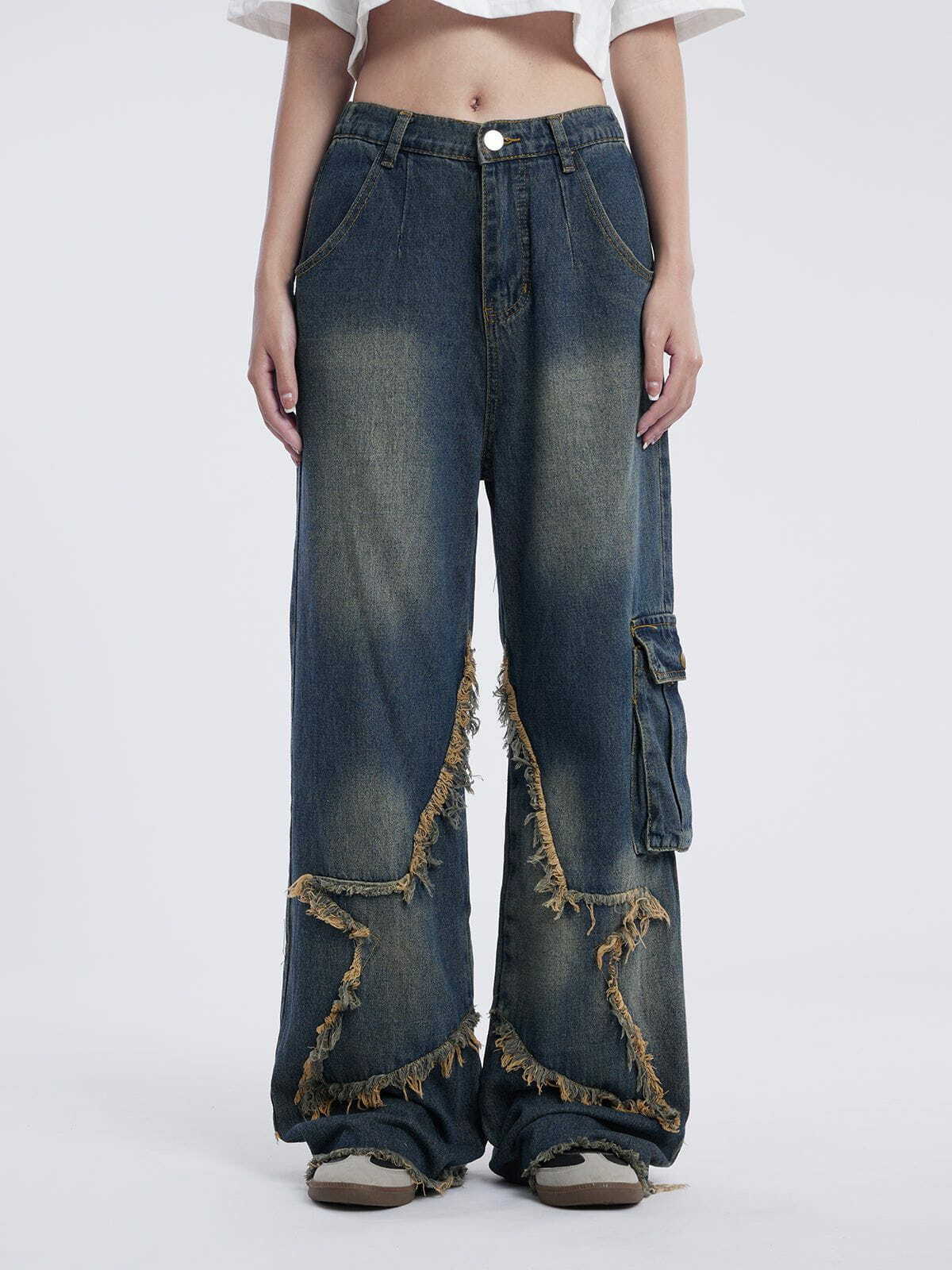 retro fringe loose jeans [edgy] 2442